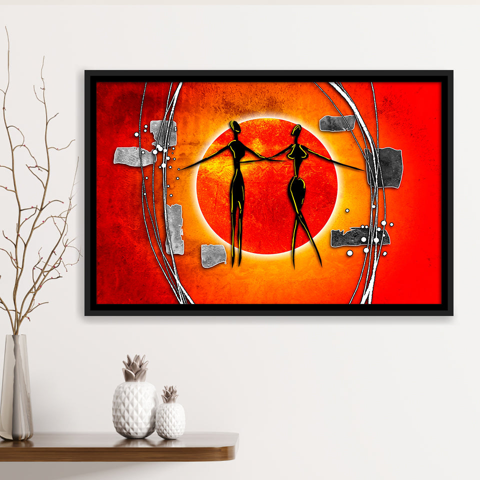 Modern African Framed Canvas Prints Wall Art Decor, Framed Picture, Floating Frame