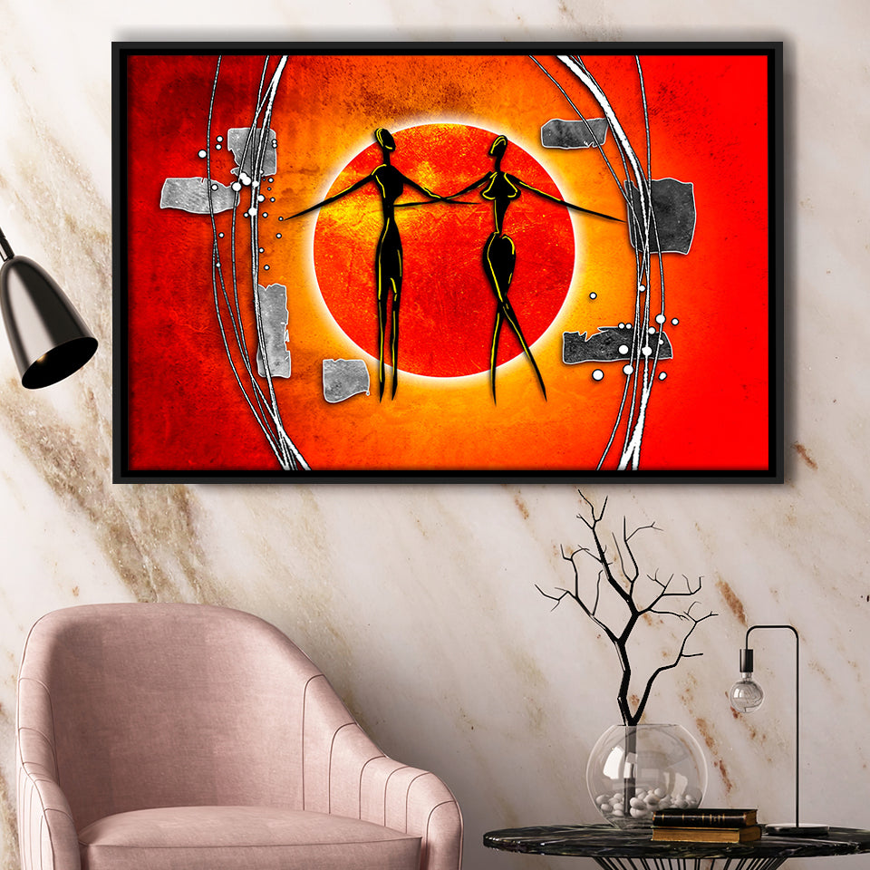 Modern African Framed Canvas Prints Wall Art Decor, Framed Picture, Floating Frame