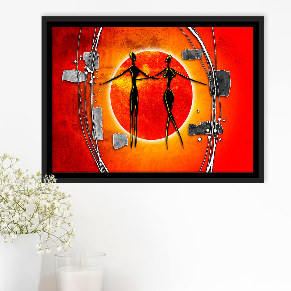 Modern African Framed Canvas Prints Wall Art Decor, Framed Picture, Floating Frame