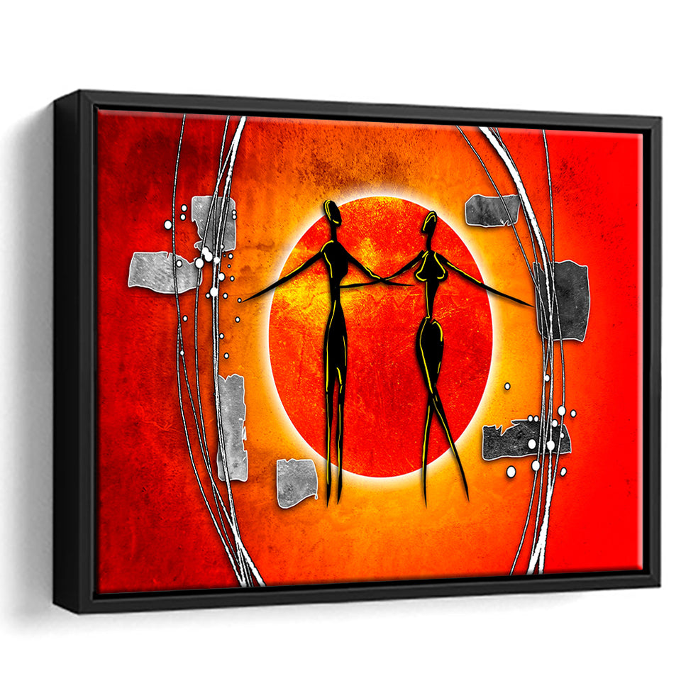 Modern African Framed Canvas Prints Wall Art Decor, Framed Picture, Floating Frame