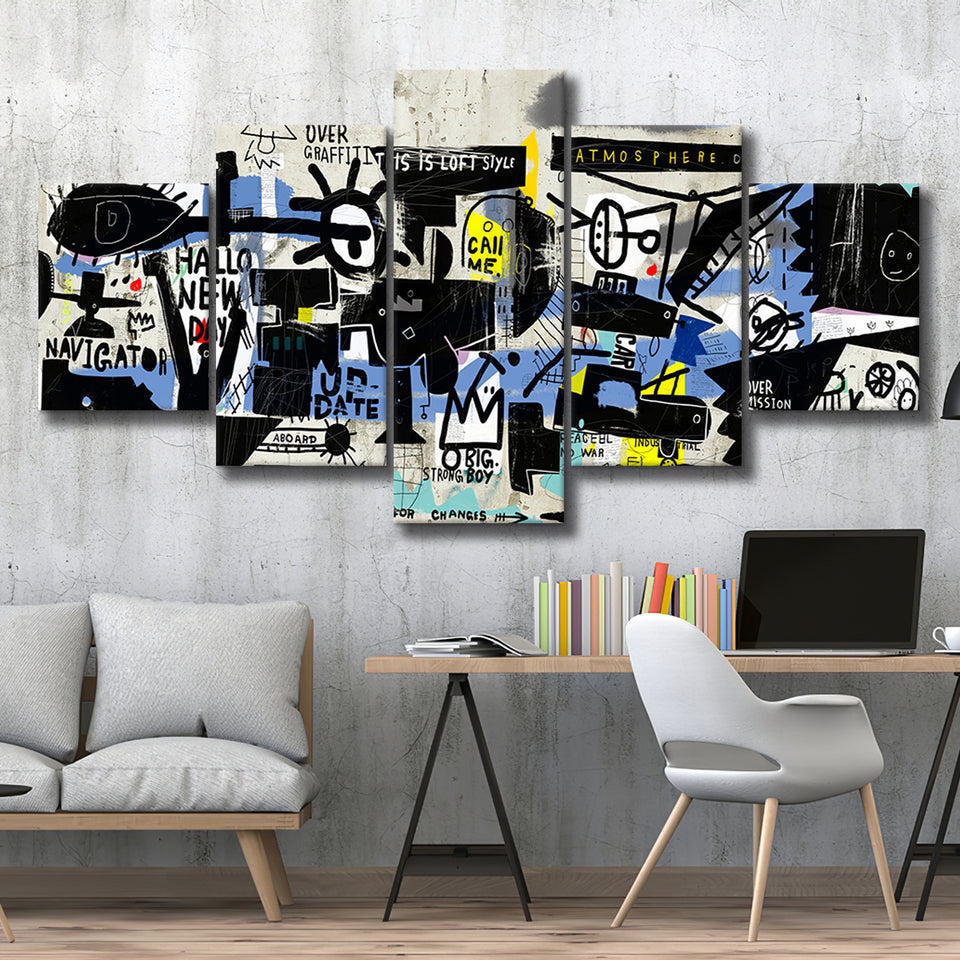 Modern Wall Art 5 Piece Canvas Prints Wall Art Decor, Multi Panels, Mixed  Canvas