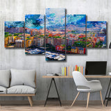 Monaco Wall Art, Monaco, Abstract Monaco Painting, Multi Panels, 5 Pieces, Canvas Prints Wall Art Home Decor
