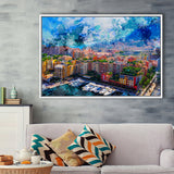 Monaco Wall Art, Monaco, Abstract Monaco Painting, Framed Canvas Prints Wall Art Home Decor,Floating Frame, Ready to Hang