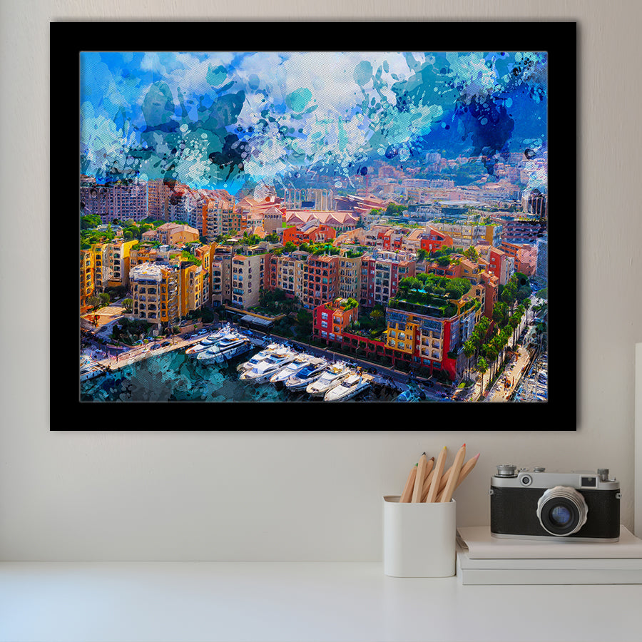 Monaco Wall Art, Monaco, Abstract Monaco Painting, Framed Art Prints Wall Art Home Decor, Ready to Hang