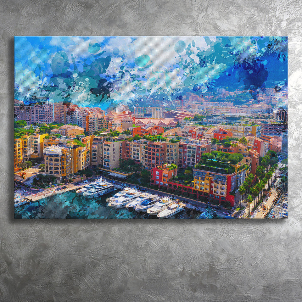Monaco Wall Art, Monaco, Abstract Monaco Painting, Canvas Prints Wall Art Home Decor
