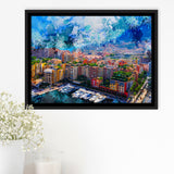 Monaco Wall Art, Monaco, Abstract Monaco Painting, Framed Canvas Prints Wall Art Home Decor,Floating Frame, Ready to Hang
