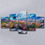 Monaco Wall Art, Monaco, Abstract Monaco Painting, Multi Panels, 5 Pieces, Canvas Prints Wall Art Home Decor