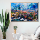 Monaco Wall Art, Monaco, Abstract Monaco Painting, Framed Canvas Prints Wall Art Home Decor,Floating Frame, Ready to Hang