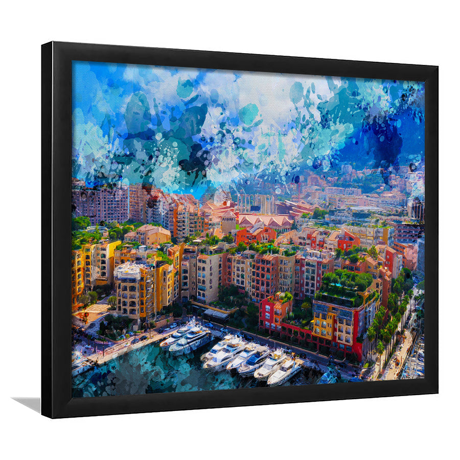 Monaco Wall Art, Monaco, Abstract Monaco Painting, Framed Art Prints Wall Art Home Decor, Ready to Hang