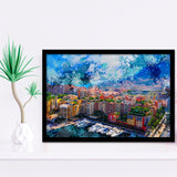Monaco Wall Art, Monaco, Abstract Monaco Painting, Framed Art Prints Wall Art Home Decor, Ready to Hang
