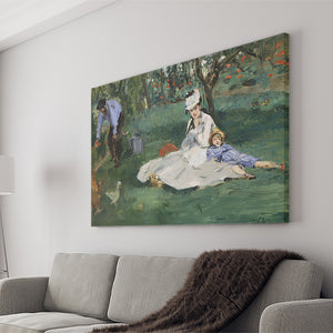 Monet Family In Their Garden By Eduard Manet Canvas Wall Art - Canvas Prints, Prints for Sale, Canvas Painting, Canvas On Sale