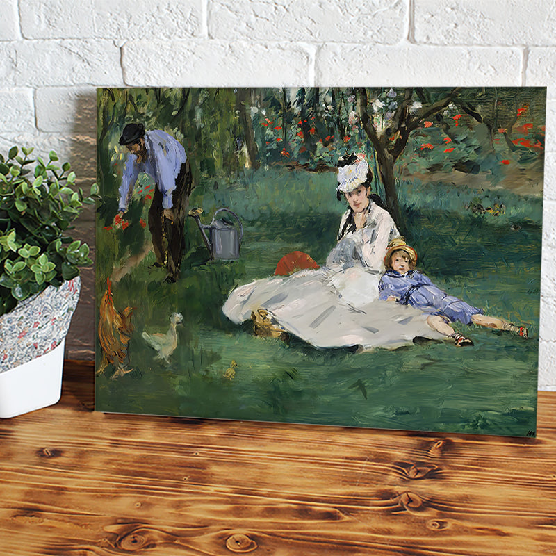 Monet Family In Their Garden By Eduard Manet Canvas Wall Art - Canvas Prints, Prints for Sale, Canvas Painting, Canvas On Sale