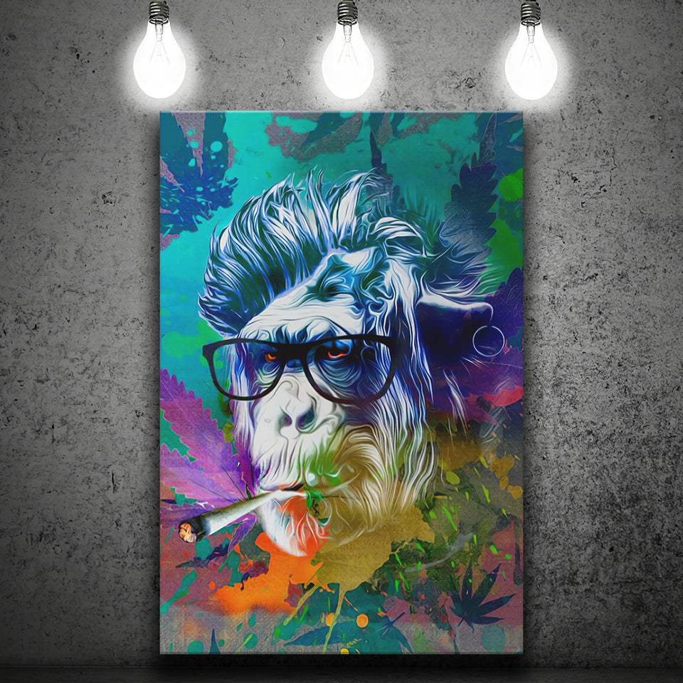 Monkey Smoking Cannabis Graffiti Canvas Prints Wall Art - Painting Canvas, Home Wall Decor, For Sale, Painting Prints