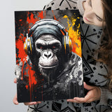 Monkey Wearing Headphone, Gaming Art, Gift For Kids, Painting Art, Canvas Prints Wall Art Home Decor