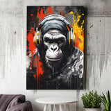 Monkey Wearing Headphone, Gaming Art, Gift For Kids, Painting Art, Canvas Prints Wall Art Home Decor