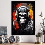 Monkey Wearing Headphone, Gaming Art, Gift For Kids, Painting Art, Framed Art Prints Wall Decor