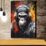 Monkey Wearing Headphone, Gaming Art, Gift For Kids, Painting Art, Canvas Prints Wall Art Home Decor