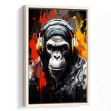 Monkey Wearing Headphone, Gaming Art, Gift For Kids,Framed Canvas Prints,Floating Frame, Wall Art Home Decor