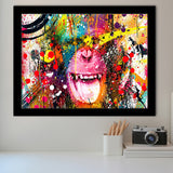 Monkey Colorfull Street Art Canvas Banksy Style Framed Art Prints Wall Decor - Painting Art,Framed Picture,For Sale