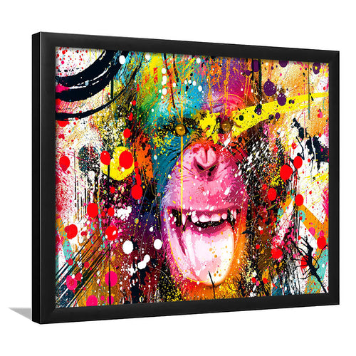 Monkey Colorfull Street Art Canvas Banksy Style Framed Art Prints Wall Decor - Painting Art,Framed Picture,For Sale