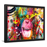 Monkey Colorfull Street Art Canvas Banksy Style Framed Art Prints Wall Decor - Painting Art,Framed Picture,For Sale