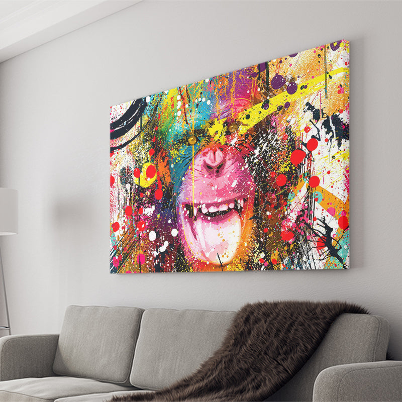 Monkey Colorfull Street Art Canvas Banksy Style Landscape Canvas Prints Wall Art Home Decor - Painting Canvas, Ready to hang