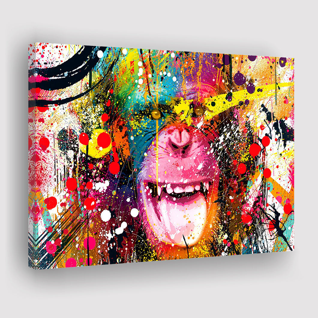 Monkey Colorfull Street Art Canvas Banksy Style Landscape Canvas Prints Wall Art Home Decor - Painting Canvas, Ready to hang