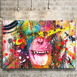 Monkey Colorfull Street Art Canvas Banksy Style Landscape Canvas Prints Wall Art Home Decor - Painting Canvas, Ready to hang
