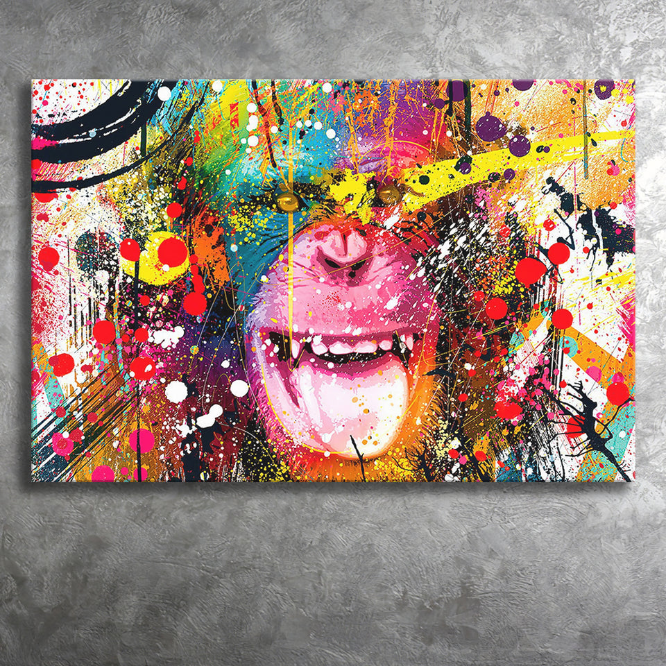 Monkey Colorfull Street Art Canvas Banksy Style Landscape Canvas Prints Wall Art Home Decor - Painting Canvas, Ready to hang
