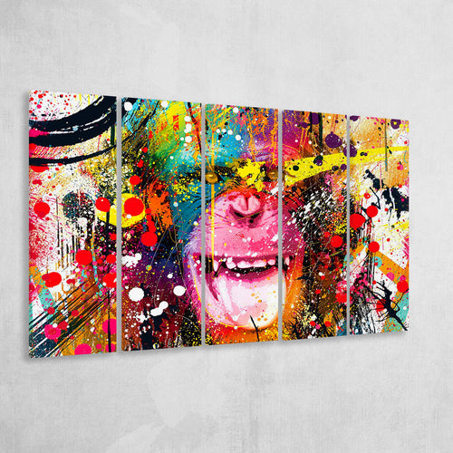 Monkey Colorfull Street Art Canvas Banksy Style Extra Large Canvas Prints Multi Panels B Wall Art Prints Home Decor