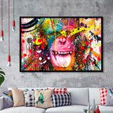 Monkey Colorfull Street Art Canvas Banksy Style Framed Art Prints Wall Decor - Painting Art,Framed Picture,For Sale