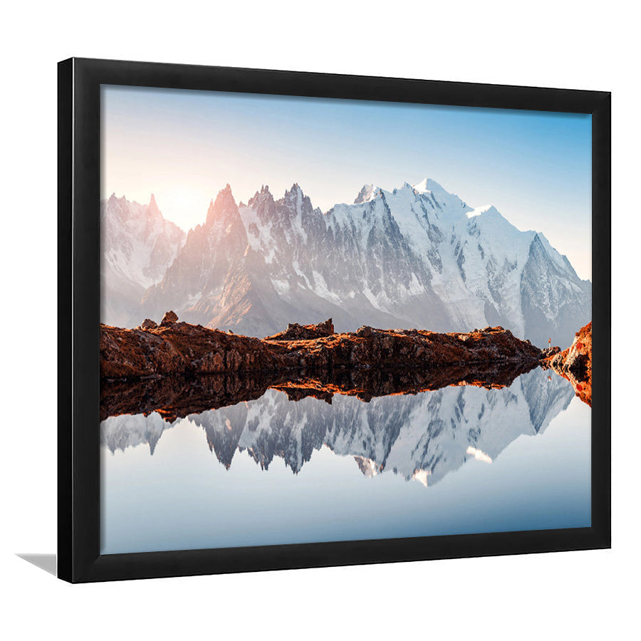 Mont Blanc France Highest Mountain Alps Europe Stunning Picture Framed Art Prints Wall Art Decor, Framed Picture