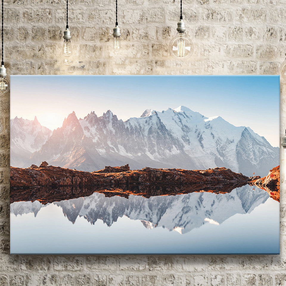 Mont Blanc France Highest Mountain Alps Europe Stunning Picture Canvas Prints Wall Art Decor - Painting Canvas,Home Decor