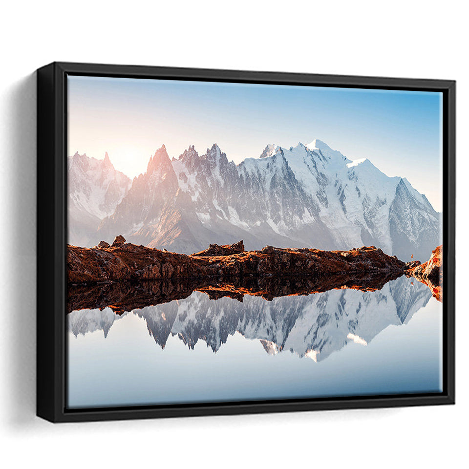 Mont Blanc France Highest Mountain Alps Europe Stunning Picture Framed Canvas Prints Wall Art Decor, Framed Picture