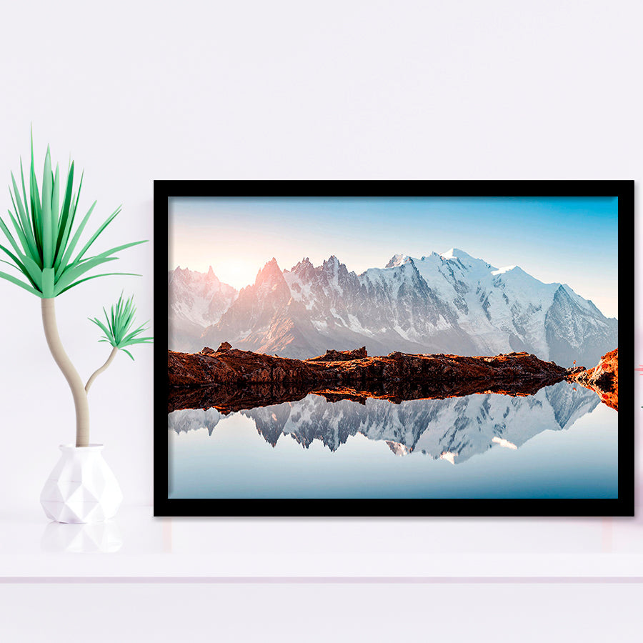 Mont Blanc France Highest Mountain Alps Europe Stunning Picture Framed Art Prints Wall Art Decor, Framed Picture
