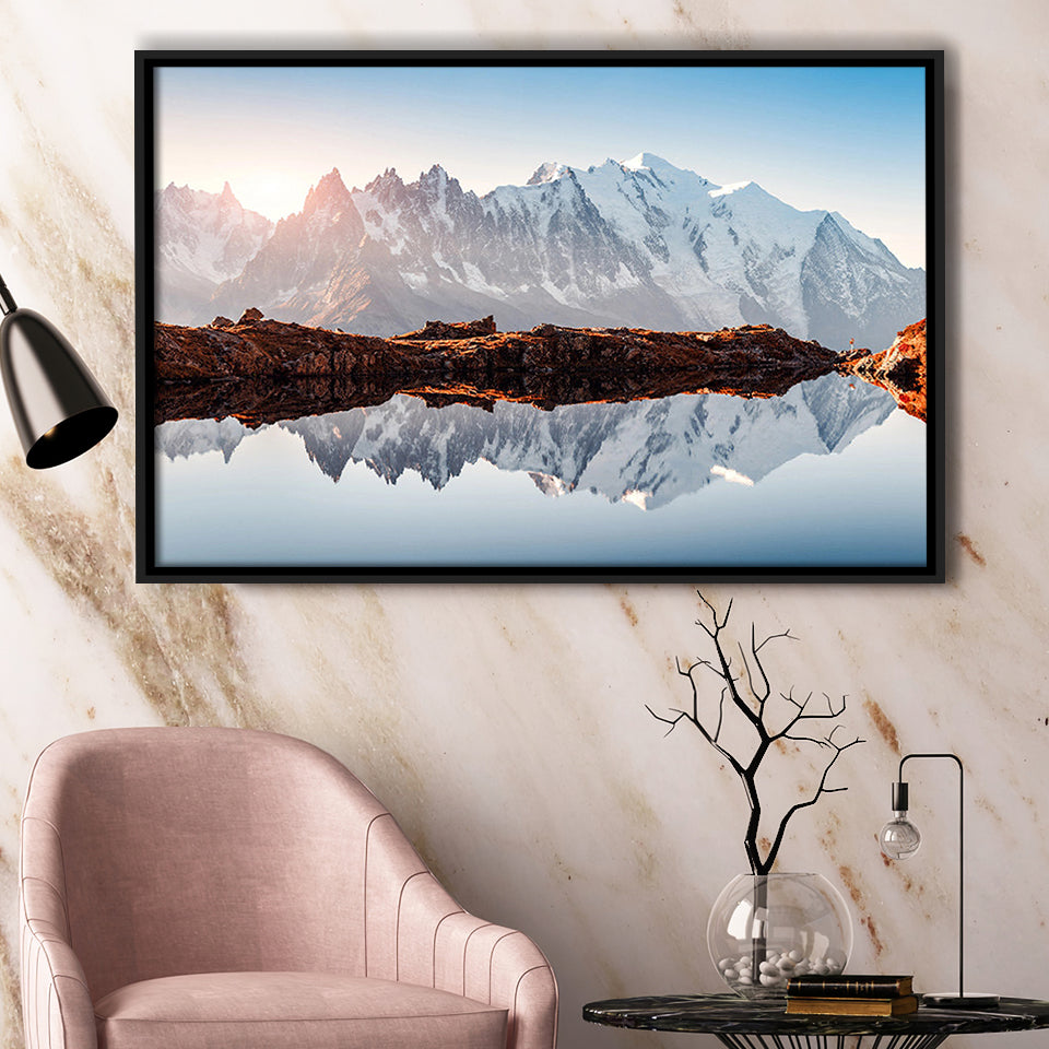 Mont Blanc France Highest Mountain Alps Europe Stunning Picture Framed Canvas Prints Wall Art Decor, Framed Picture
