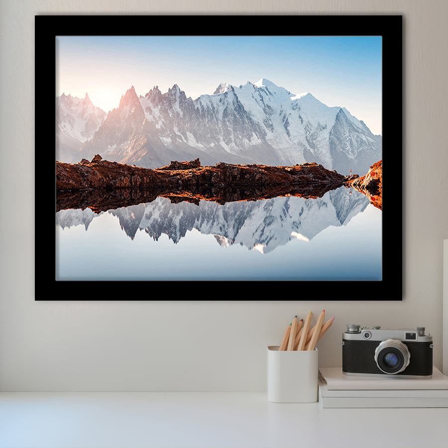 Mont Blanc France Highest Mountain Alps Europe Stunning Picture Framed Art Prints Wall Art Decor, Framed Picture