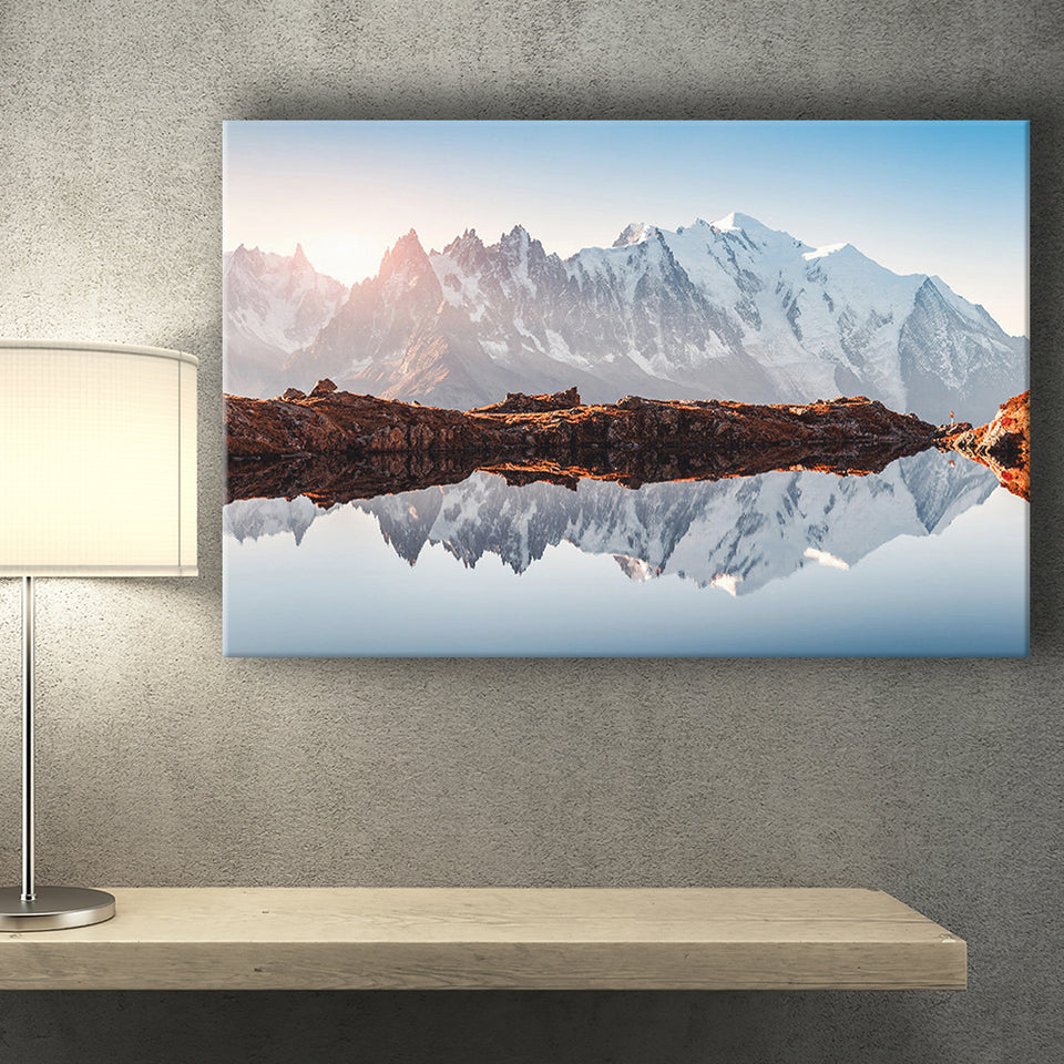 Mont Blanc France Highest Mountain Alps Europe Stunning Picture Canvas Prints Wall Art Decor - Painting Canvas,Home Decor