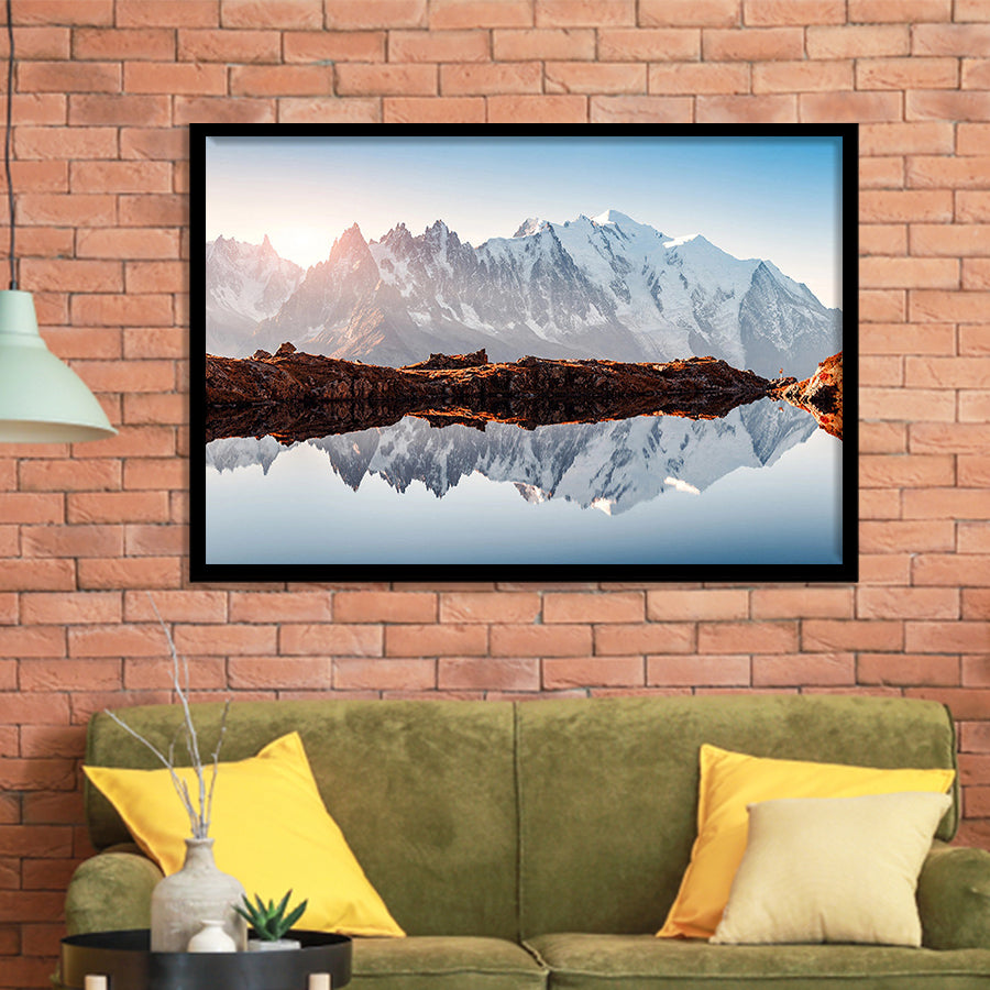 Mont Blanc France Highest Mountain Alps Europe Stunning Picture Framed Art Prints Wall Art Decor, Framed Picture