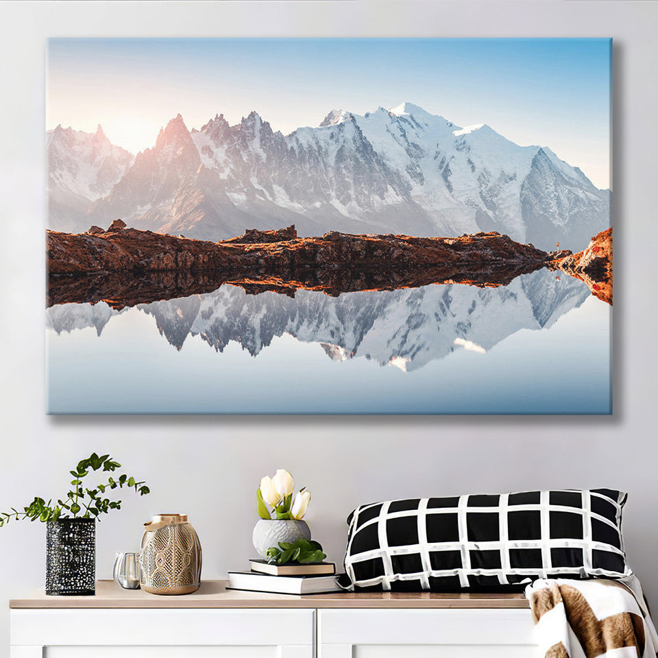 Mont Blanc France Highest Mountain Alps Europe Stunning Picture Canvas Prints Wall Art Decor - Painting Canvas,Home Decor