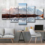 Mont Blanc France Highest Mountain Alps Europe Stunning Picture 5 Piece Canvas Prints Wall Art Decor, Multi Panels