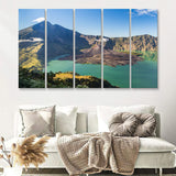 Mont Rinjani Indon?ie 5 Pieces Canvas Prints Wall Art - Painting Canvas, Multi Panels, Wall Decor