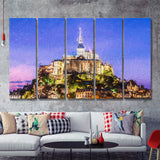 Mont Saint Michel in France Island Fortress 5 Piece B Canvas Prints Wall Art Decor - Painting Canvas, Multi Panels