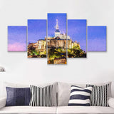 Mont Saint Michel in France Island Fortress 5 Piece Canvas Prints Wall Art Decor - Painting Canvas, Multi Panels
