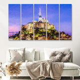 Mont Saint Michel in France Island Fortress 5 Piece B Canvas Prints Wall Art Decor - Painting Canvas, Multi Panels