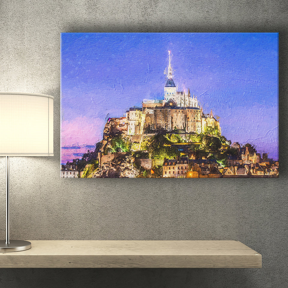 Mont Saint Michel in France Island Fortress Canvas Prints Wall Art Decor - Paiting Canvas, Art Prints, Wall Decor, For Sale