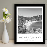 Montego Bay Jamaica Black And White Art Framed Art Prints Wall Art Decor, Framed Picture