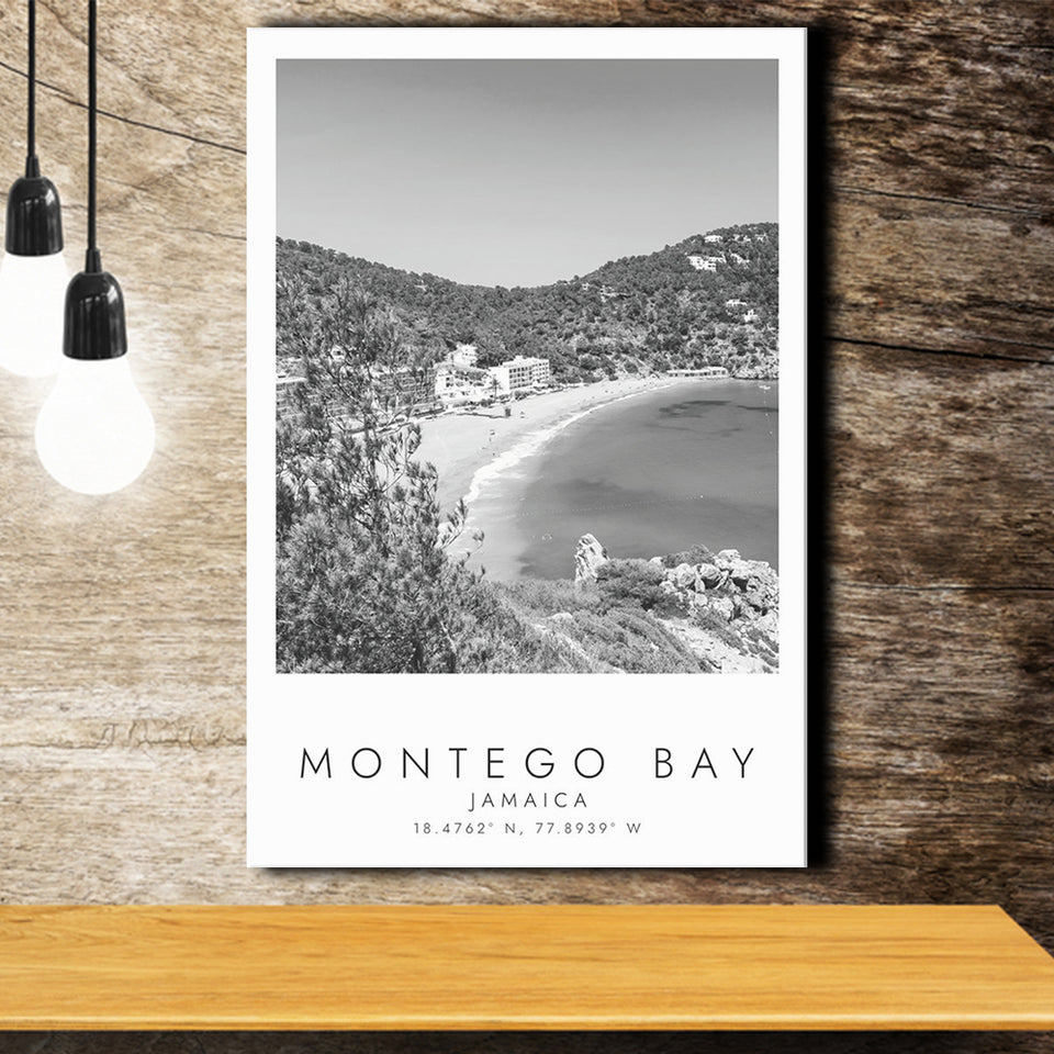 Montego Bay Jamaica Black And White Art Canvas Prints Wall Art Home Decor