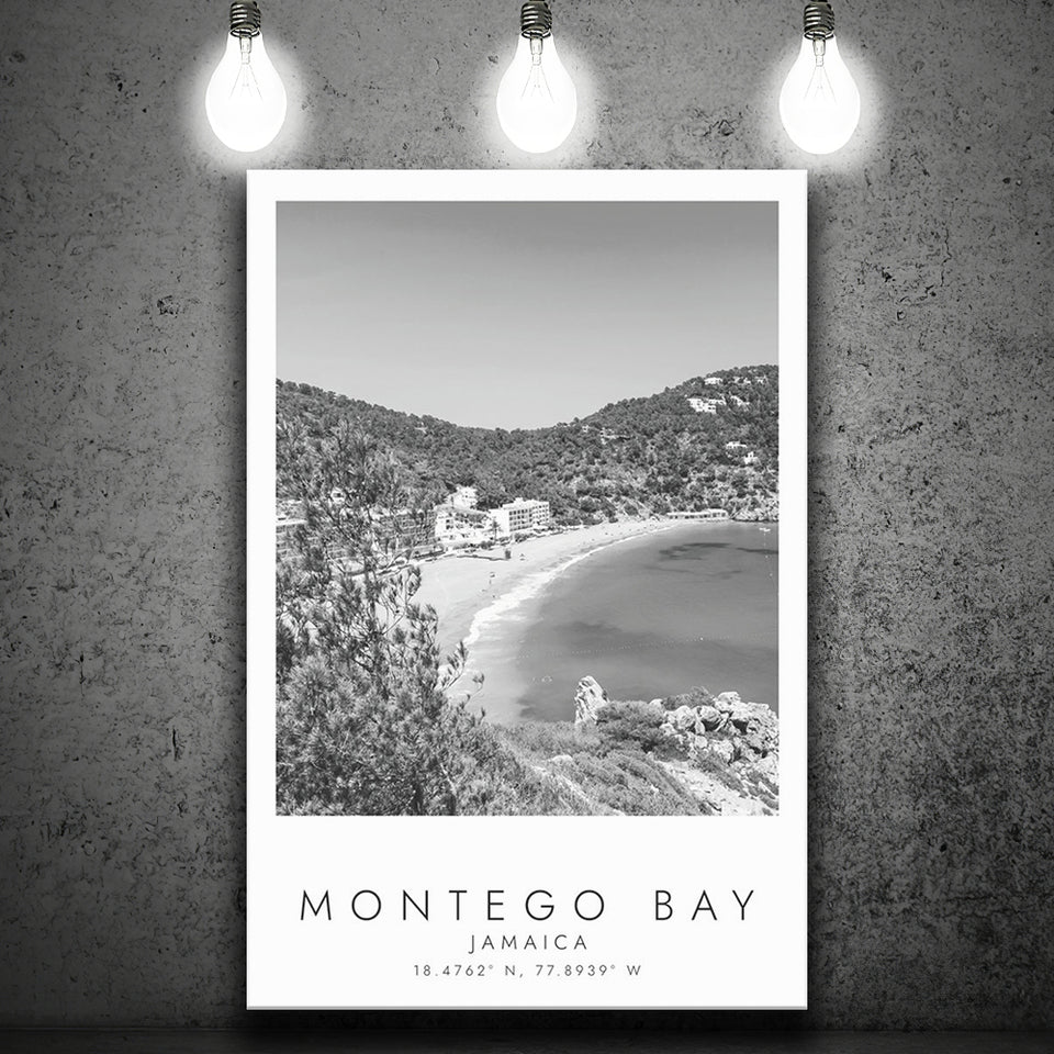 Montego Bay Jamaica Black And White Art Canvas Prints Wall Art Home Decor