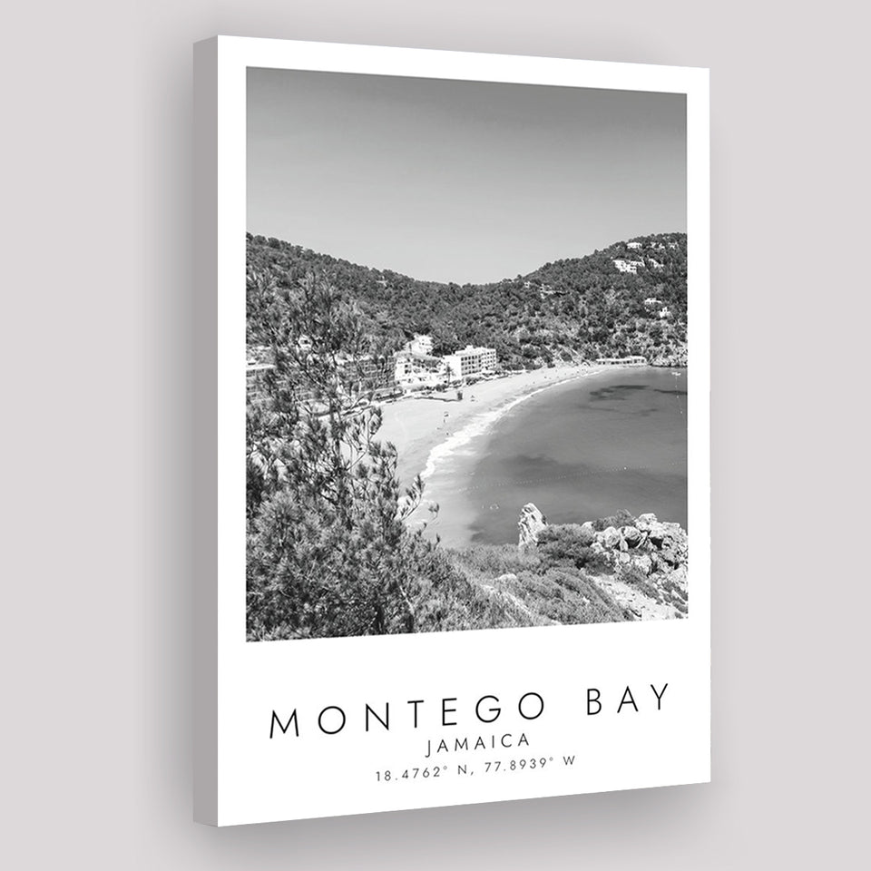 Montego Bay Jamaica Black And White Art Canvas Prints Wall Art Home Decor